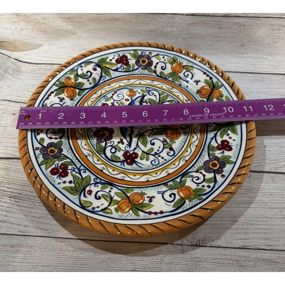 Dario Farrucci Designs Villa Paradiso Dinner Plate 11" Bird Flowers EXCELLENT - Picture 2 of 3